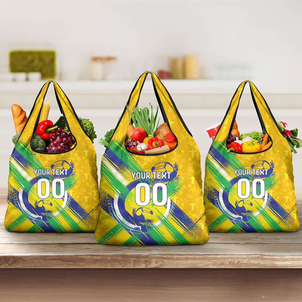 Personalized Brazil Soccer Football Jaguar Grocery Bag Christ The Redeeme - Soccer Mascot With Carnival Vibes