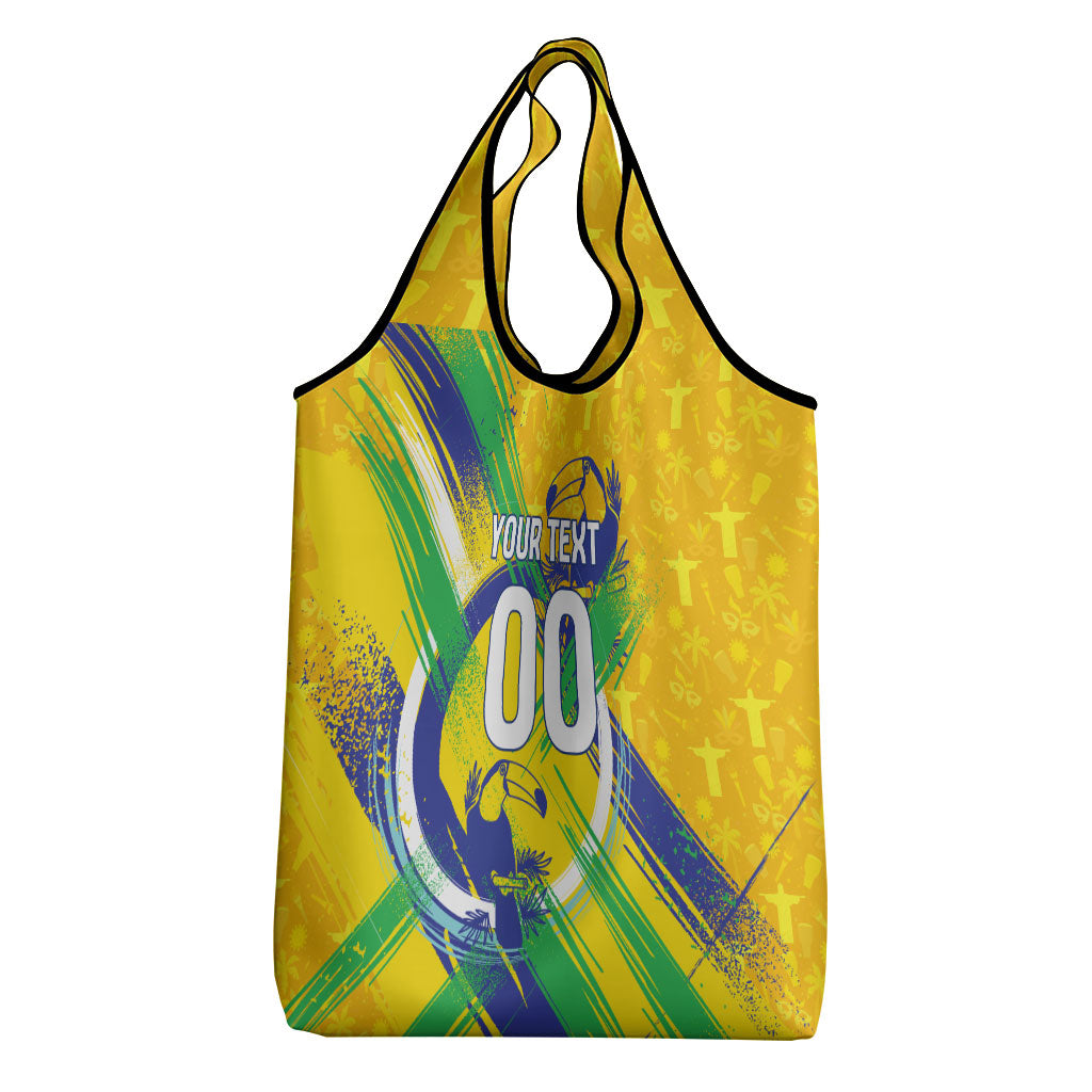 Personalized Brazil Soccer Football Jaguar Grocery Bag Christ The Redeeme - Soccer Mascot With Carnival Vibes