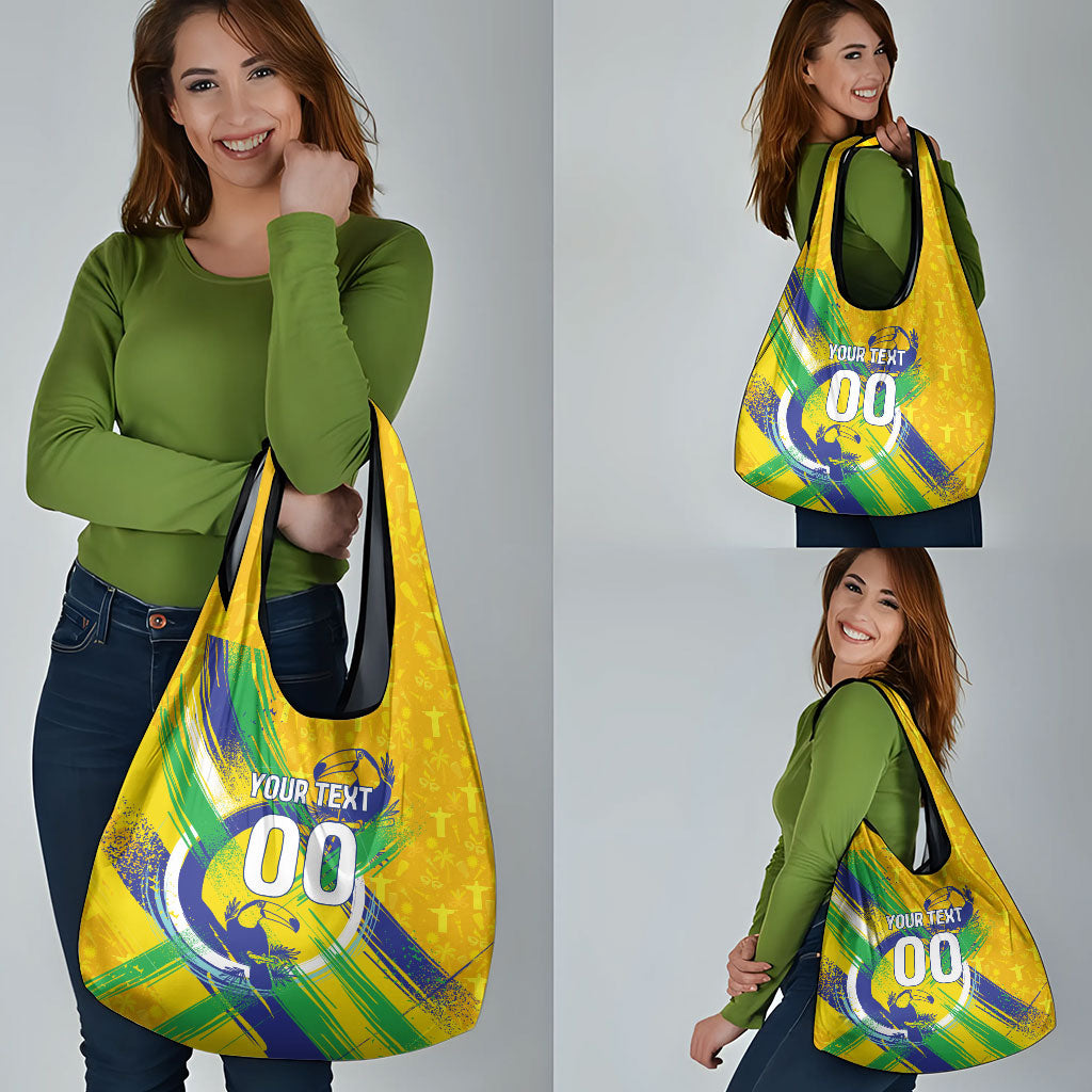 Personalized Brazil Soccer Football Jaguar Grocery Bag Christ The Redeeme - Soccer Mascot With Carnival Vibes