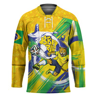 Personalized Brazil Soccer Football Jaguar Hockey Jersey Christ The Redeeme - Soccer Mascot With Carnival Vibes