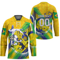 Personalized Brazil Soccer Football Jaguar Hockey Jersey Christ The Redeeme - Soccer Mascot With Carnival Vibes