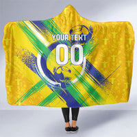 Personalized Brazil Soccer Football Jaguar Hooded Blanket Christ The Redeeme - Soccer Mascot With Carnival Vibes