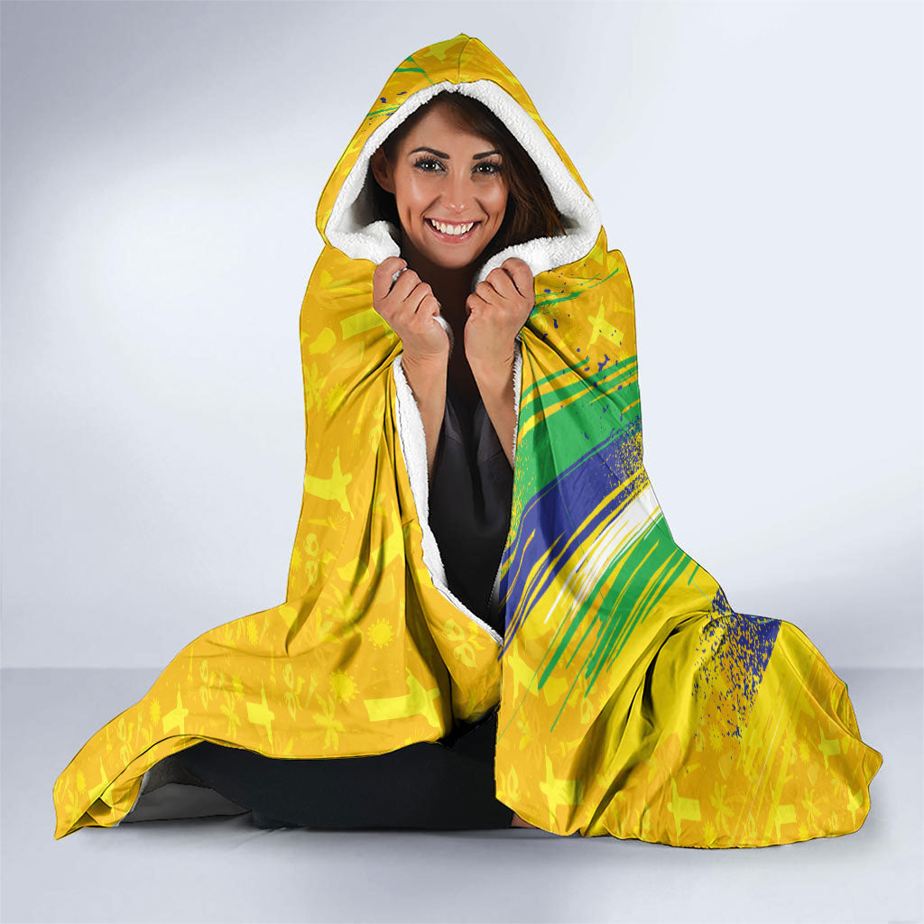 Personalized Brazil Soccer Football Jaguar Hooded Blanket Christ The Redeeme - Soccer Mascot With Carnival Vibes