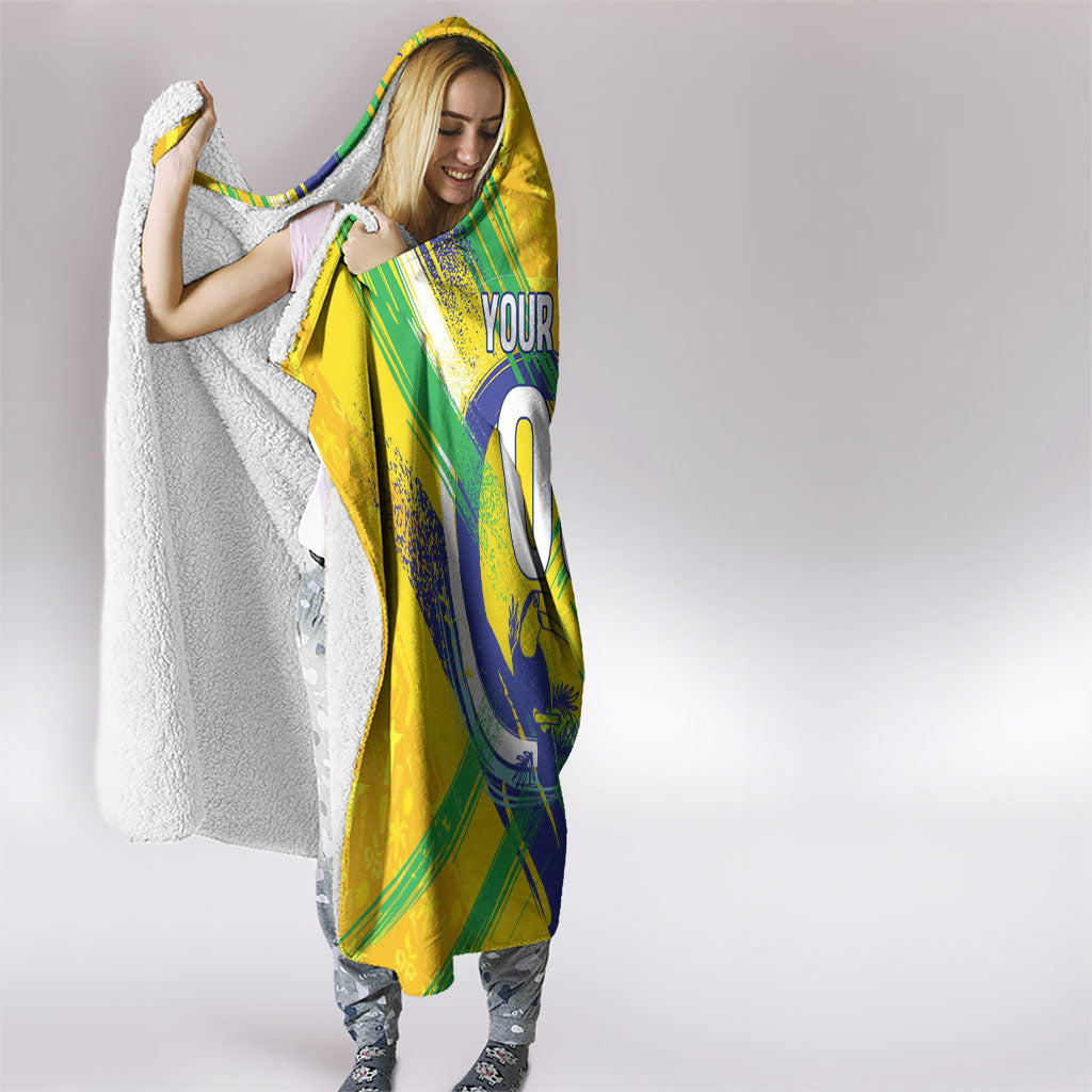 Personalized Brazil Soccer Football Jaguar Hooded Blanket Christ The Redeeme - Soccer Mascot With Carnival Vibes