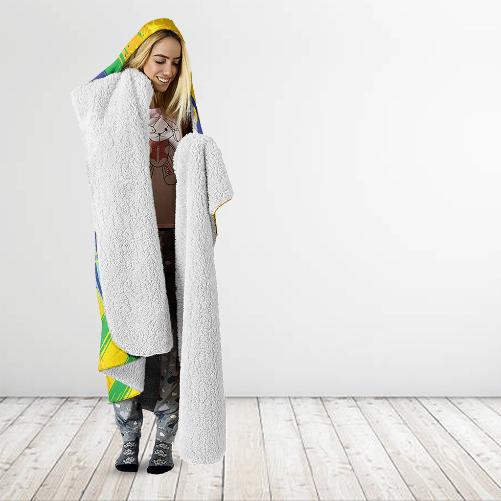 Personalized Brazil Soccer Football Jaguar Hooded Blanket Christ The Redeeme - Soccer Mascot With Carnival Vibes