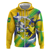 Personalized Brazil Soccer Football Jaguar Hoodie Christ The Redeeme - Soccer Mascot With Carnival Vibes