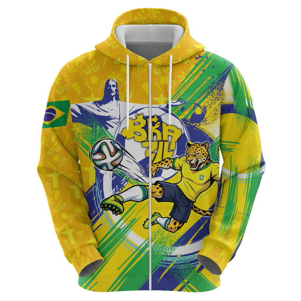 Personalized Brazil Soccer Football Jaguar Hoodie Christ The Redeeme - Soccer Mascot With Carnival Vibes
