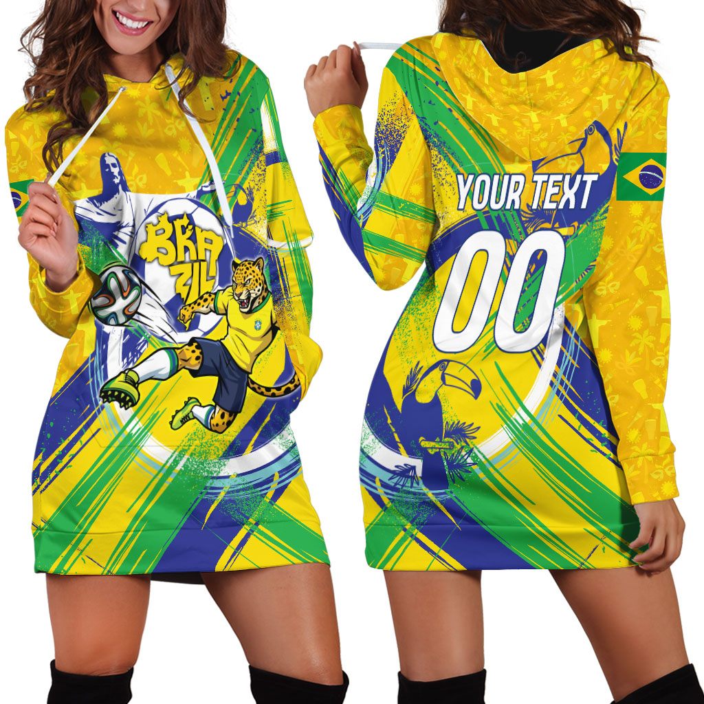 Personalized Brazil Soccer Football Jaguar Hoodie Dress Christ The Redeeme - Soccer Mascot With Carnival Vibes