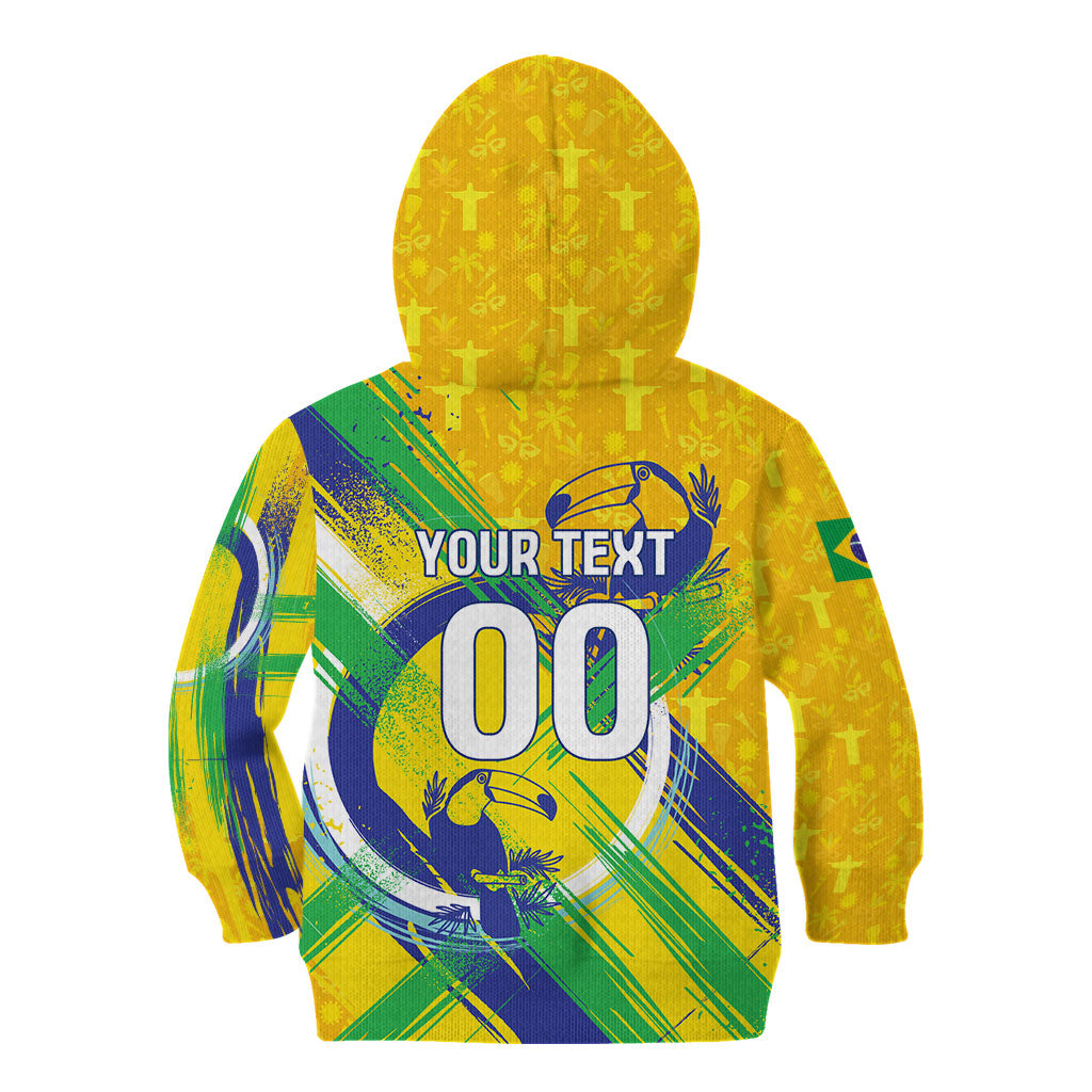 Personalized Brazil Soccer Football Jaguar Kid Hoodie Christ The Redeeme - Soccer Mascot With Carnival Vibes