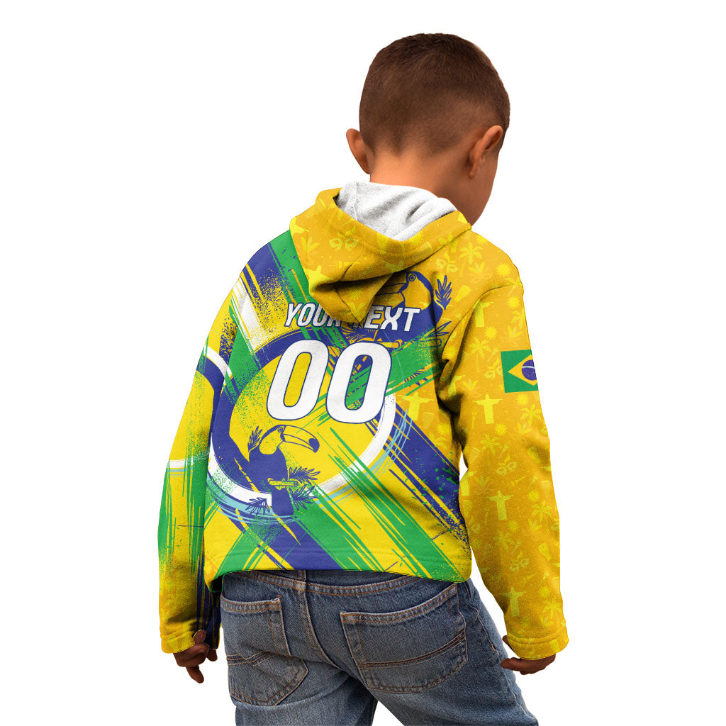 Personalized Brazil Soccer Football Jaguar Kid Hoodie Christ The Redeeme - Soccer Mascot With Carnival Vibes