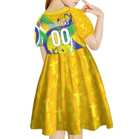 Personalized Brazil Soccer Football Jaguar Kid Short Sleeve Dress Christ The Redeeme - Soccer Mascot With Carnival Vibes