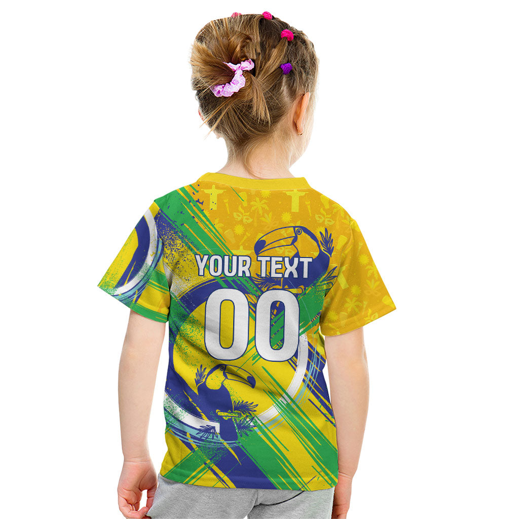 Personalized Brazil Soccer Football Jaguar Kid T Shirt Christ The Redeeme - Soccer Mascot With Carnival Vibes