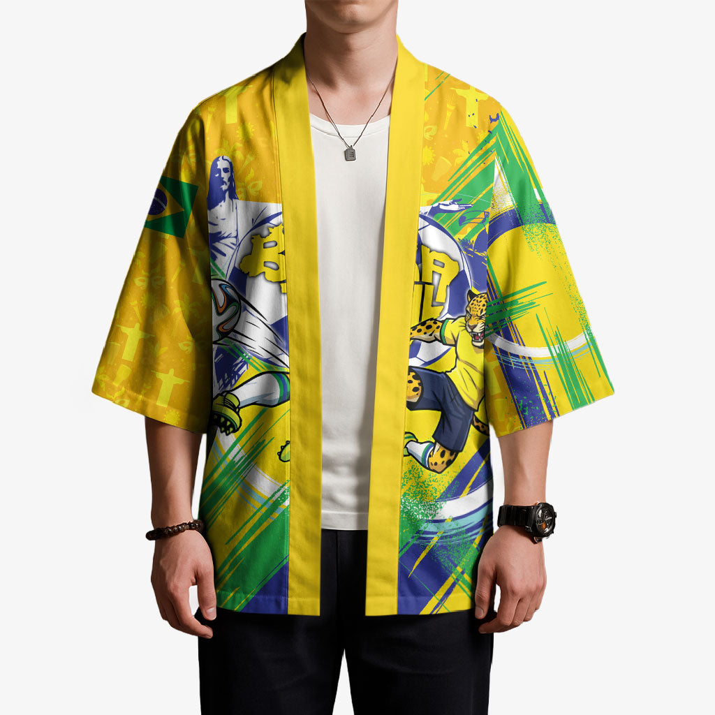 Personalized Brazil Soccer Football Jaguar Kimono Christ The Redeeme - Soccer Mascot With Carnival Vibes