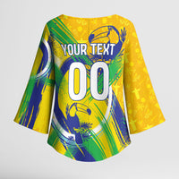 Personalized Brazil Soccer Football Jaguar Kimono Sleeve Blouse Christ The Redeeme - Soccer Mascot With Carnival Vibes