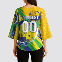 Personalized Brazil Soccer Football Jaguar Kimono Sleeve Blouse Christ The Redeeme - Soccer Mascot With Carnival Vibes