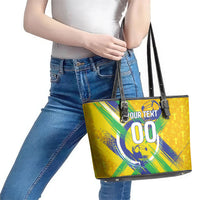 Personalized Brazil Soccer Football Jaguar Leather Tote Bag Christ The Redeeme - Soccer Mascot With Carnival Vibes