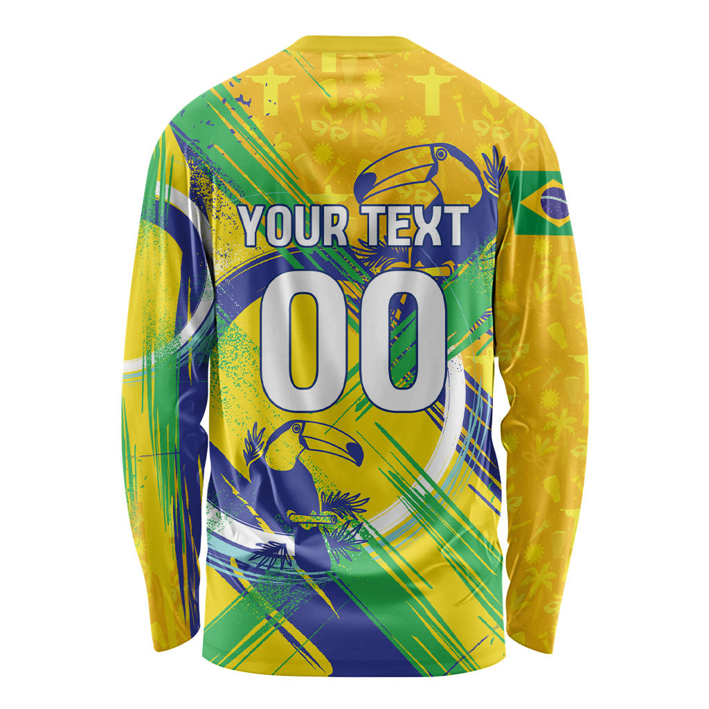 Personalized Brazil Soccer Football Jaguar Long Sleeve Shirt Christ The Redeeme - Soccer Mascot With Carnival Vibes