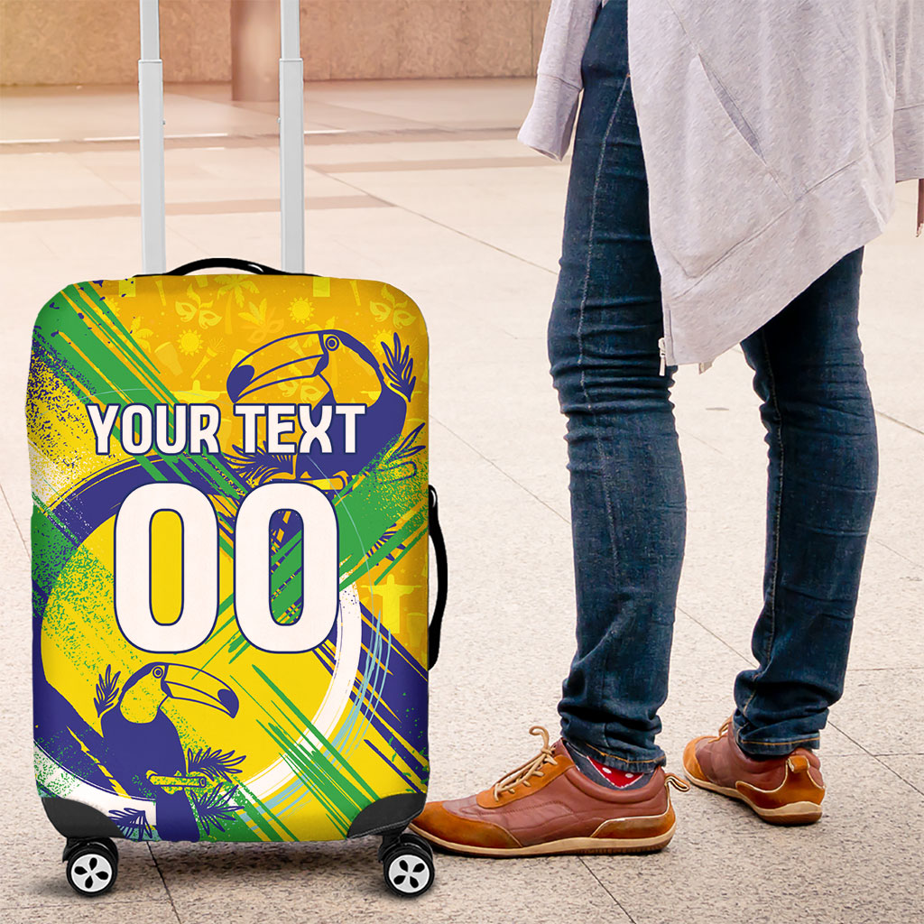 Personalized Brazil Soccer Football Jaguar Luggage Cover Christ The Redeeme - Soccer Mascot With Carnival Vibes