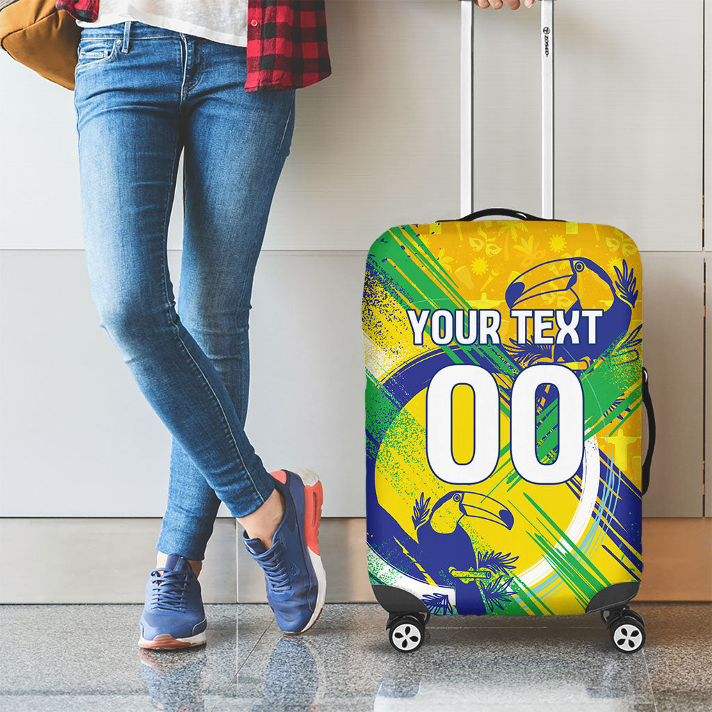 Personalized Brazil Soccer Football Jaguar Luggage Cover Christ The Redeeme - Soccer Mascot With Carnival Vibes
