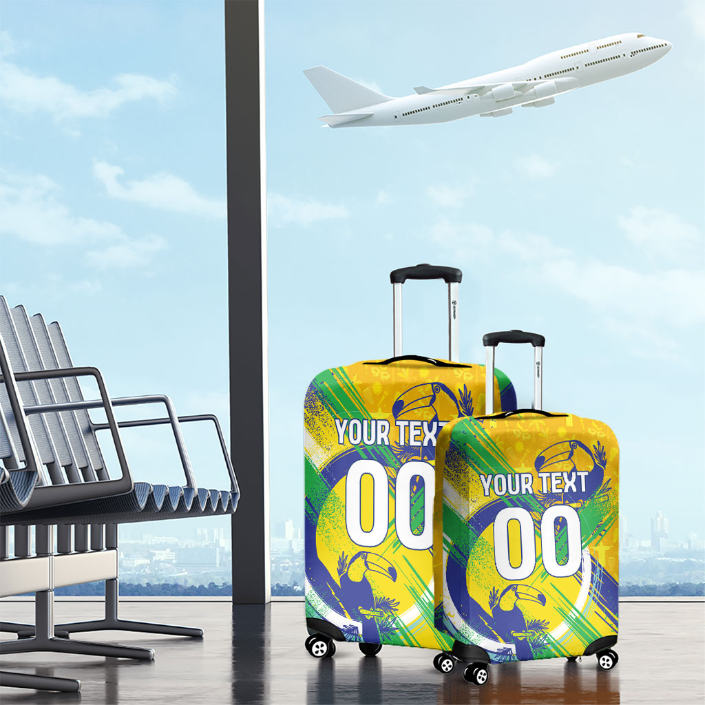 Personalized Brazil Soccer Football Jaguar Luggage Cover Christ The Redeeme - Soccer Mascot With Carnival Vibes