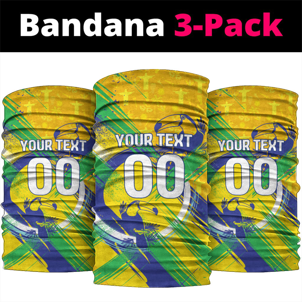 Personalized Brazil Soccer Football Jaguar Neck Gaiter Christ The Redeeme - Soccer Mascot With Carnival Vibes