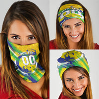 Personalized Brazil Soccer Football Jaguar Neck Gaiter Christ The Redeeme - Soccer Mascot With Carnival Vibes
