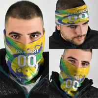 Personalized Brazil Soccer Football Jaguar Neck Gaiter Christ The Redeeme - Soccer Mascot With Carnival Vibes