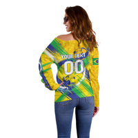 Personalized Brazil Soccer Football Jaguar Off Shoulder Sweater Christ The Redeeme - Soccer Mascot With Carnival Vibes
