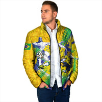 Personalized Brazil Soccer Football Jaguar Padded Jacket Christ The Redeeme - Soccer Mascot With Carnival Vibes