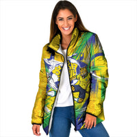 Personalized Brazil Soccer Football Jaguar Padded Jacket Christ The Redeeme - Soccer Mascot With Carnival Vibes