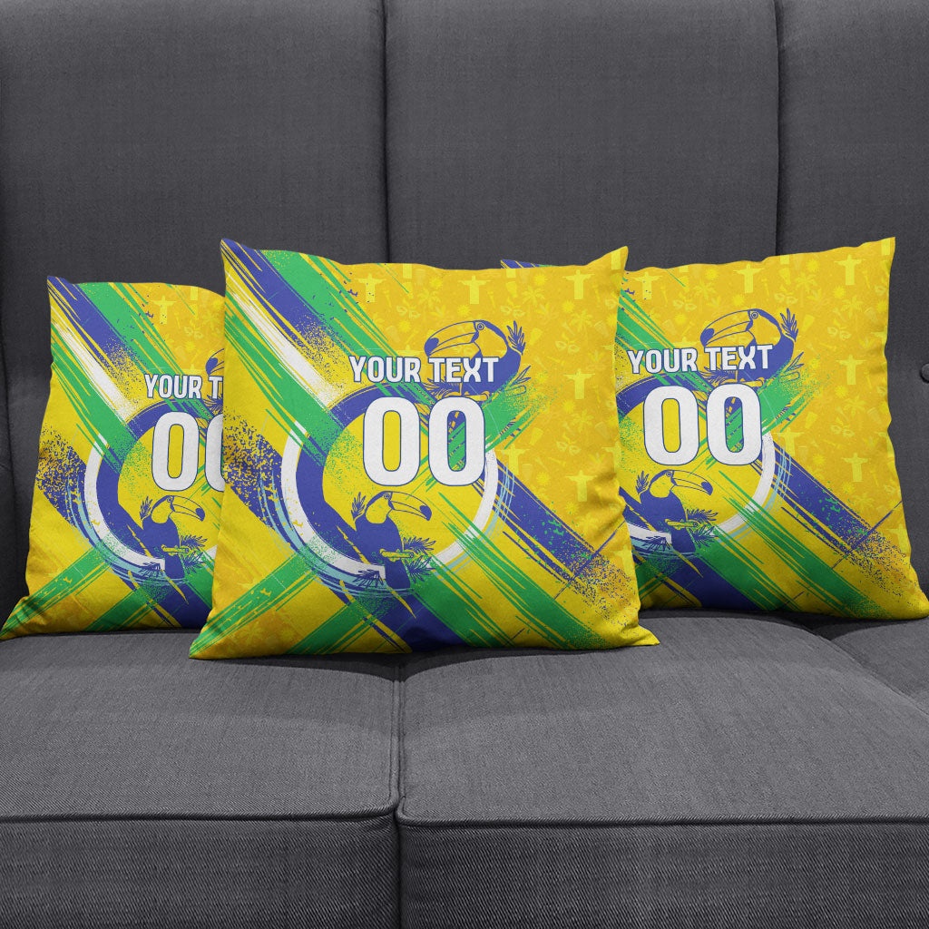 Personalized Brazil Soccer Football Jaguar Pillow Cover Christ The Redeeme - Soccer Mascot With Carnival Vibes