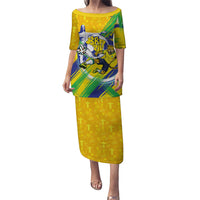 Personalized Brazil Soccer Football Jaguar Puletasi Christ The Redeeme - Soccer Mascot With Carnival Vibes