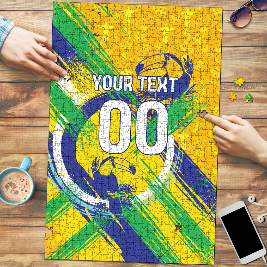 Personalized Brazil Soccer Football Jaguar Puzzle Christ The Redeeme - Soccer Mascot With Carnival Vibes