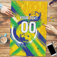 Personalized Brazil Soccer Football Jaguar Puzzle Christ The Redeeme - Soccer Mascot With Carnival Vibes