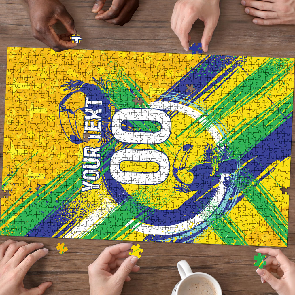 Personalized Brazil Soccer Football Jaguar Puzzle Christ The Redeeme - Soccer Mascot With Carnival Vibes