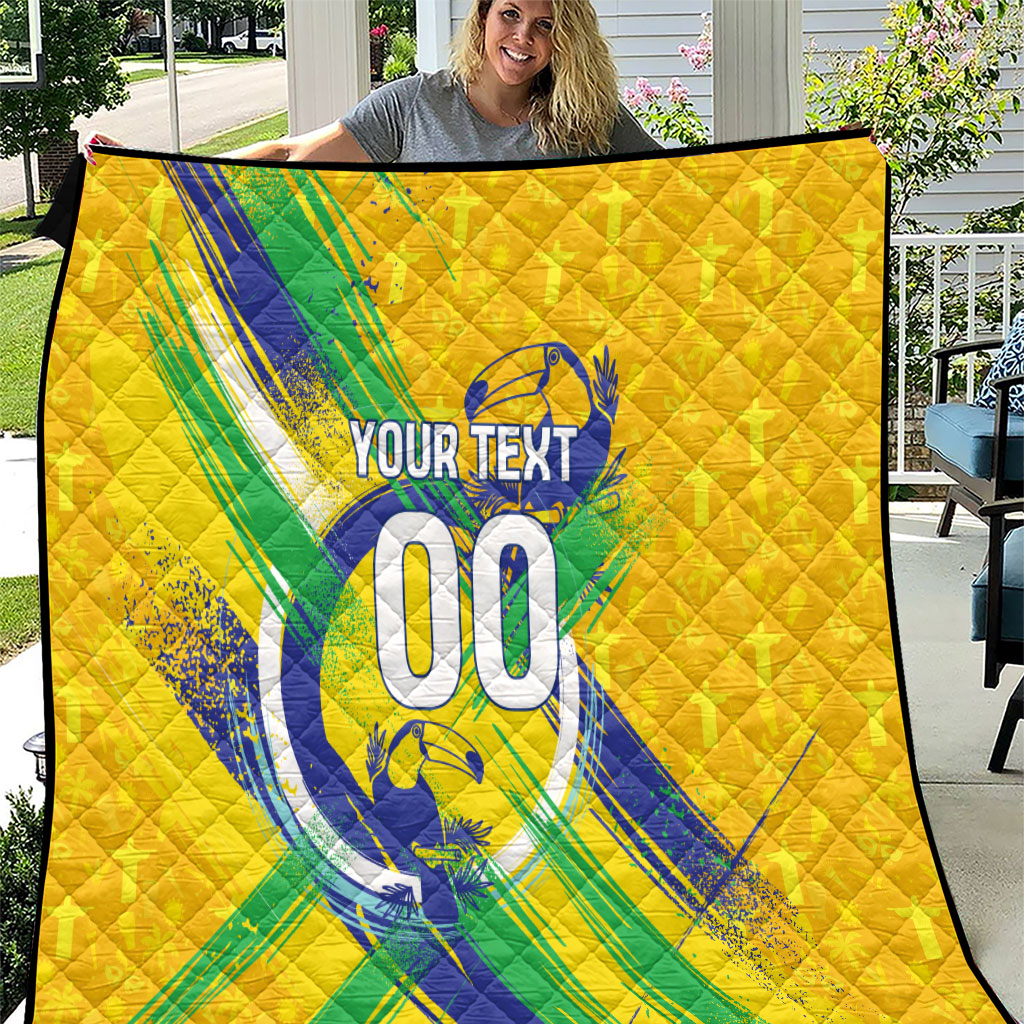 Personalized Brazil Soccer Football Jaguar Quilt Christ The Redeeme - Soccer Mascot With Carnival Vibes