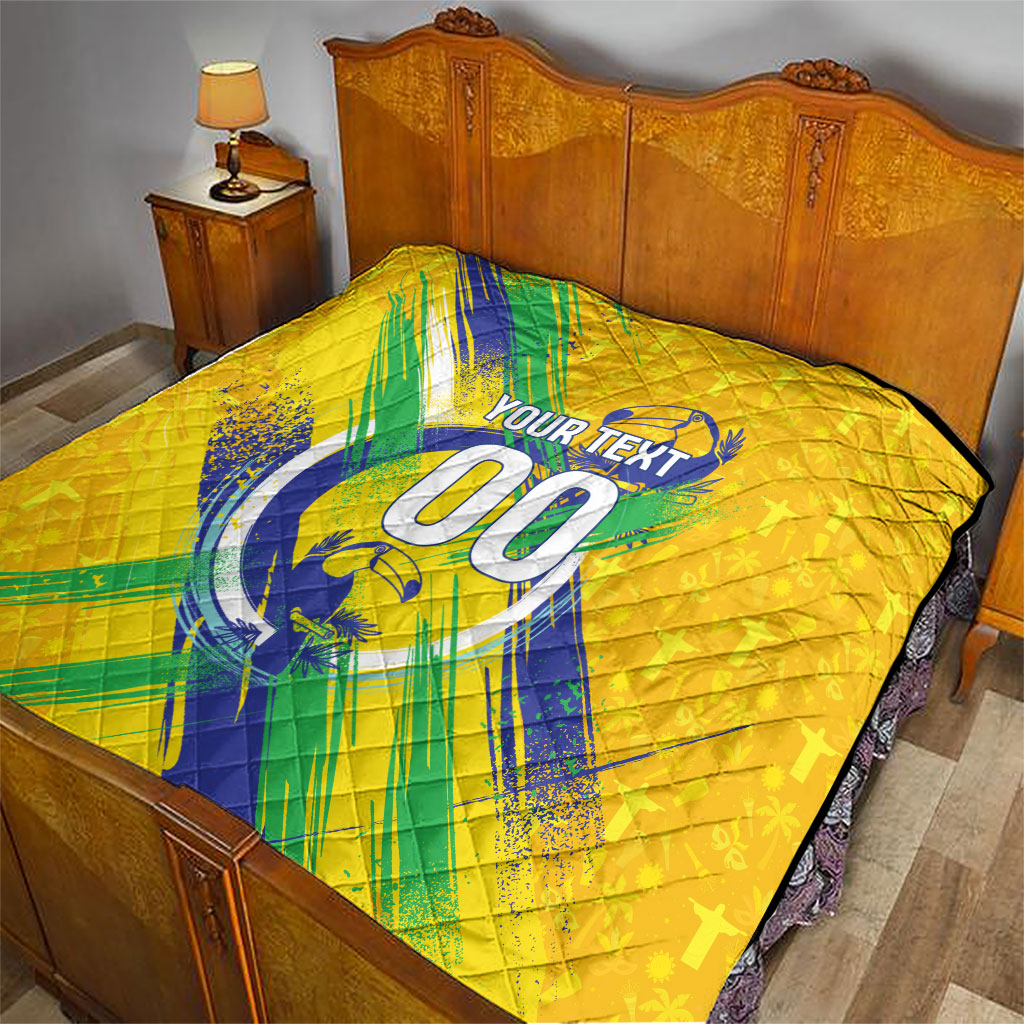 Personalized Brazil Soccer Football Jaguar Quilt Christ The Redeeme - Soccer Mascot With Carnival Vibes