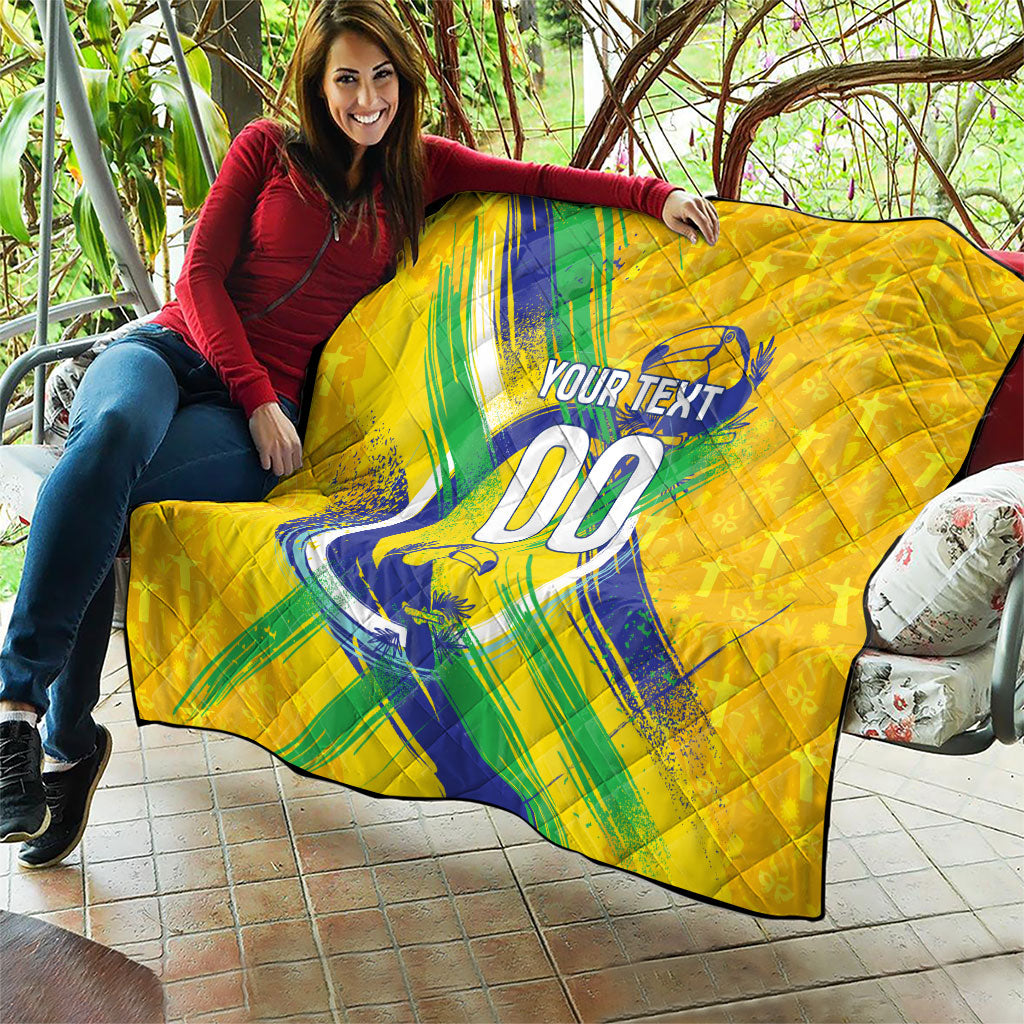 Personalized Brazil Soccer Football Jaguar Quilt Christ The Redeeme - Soccer Mascot With Carnival Vibes