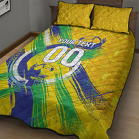 Personalized Brazil Soccer Football Jaguar Quilt Bed Set Christ The Redeeme - Soccer Mascot With Carnival Vibes