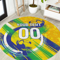 Personalized Brazil Soccer Football Jaguar Round Carpet Christ The Redeeme - Soccer Mascot With Carnival Vibes