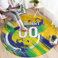 Personalized Brazil Soccer Football Jaguar Round Carpet Christ The Redeeme - Soccer Mascot With Carnival Vibes