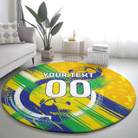 Personalized Brazil Soccer Football Jaguar Round Carpet Christ The Redeeme - Soccer Mascot With Carnival Vibes