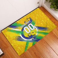 Personalized Brazil Soccer Football Jaguar Rubber Doormat Christ The Redeeme - Soccer Mascot With Carnival Vibes