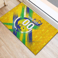 Personalized Brazil Soccer Football Jaguar Rubber Doormat Christ The Redeeme - Soccer Mascot With Carnival Vibes