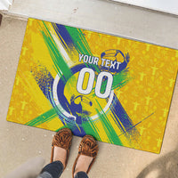 Personalized Brazil Soccer Football Jaguar Rubber Doormat Christ The Redeeme - Soccer Mascot With Carnival Vibes