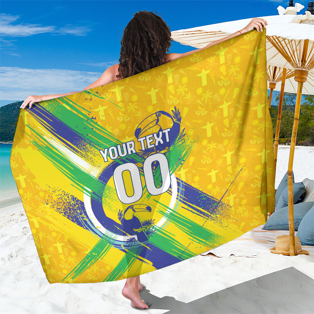 Personalized Brazil Soccer Football Jaguar Sarong Christ The Redeeme - Soccer Mascot With Carnival Vibes