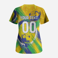 Personalized Brazil Soccer Football Jaguar Scrub Top Christ The Redeeme - Soccer Mascot With Carnival Vibes