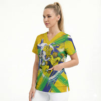 Personalized Brazil Soccer Football Jaguar Scrub Top Christ The Redeeme - Soccer Mascot With Carnival Vibes