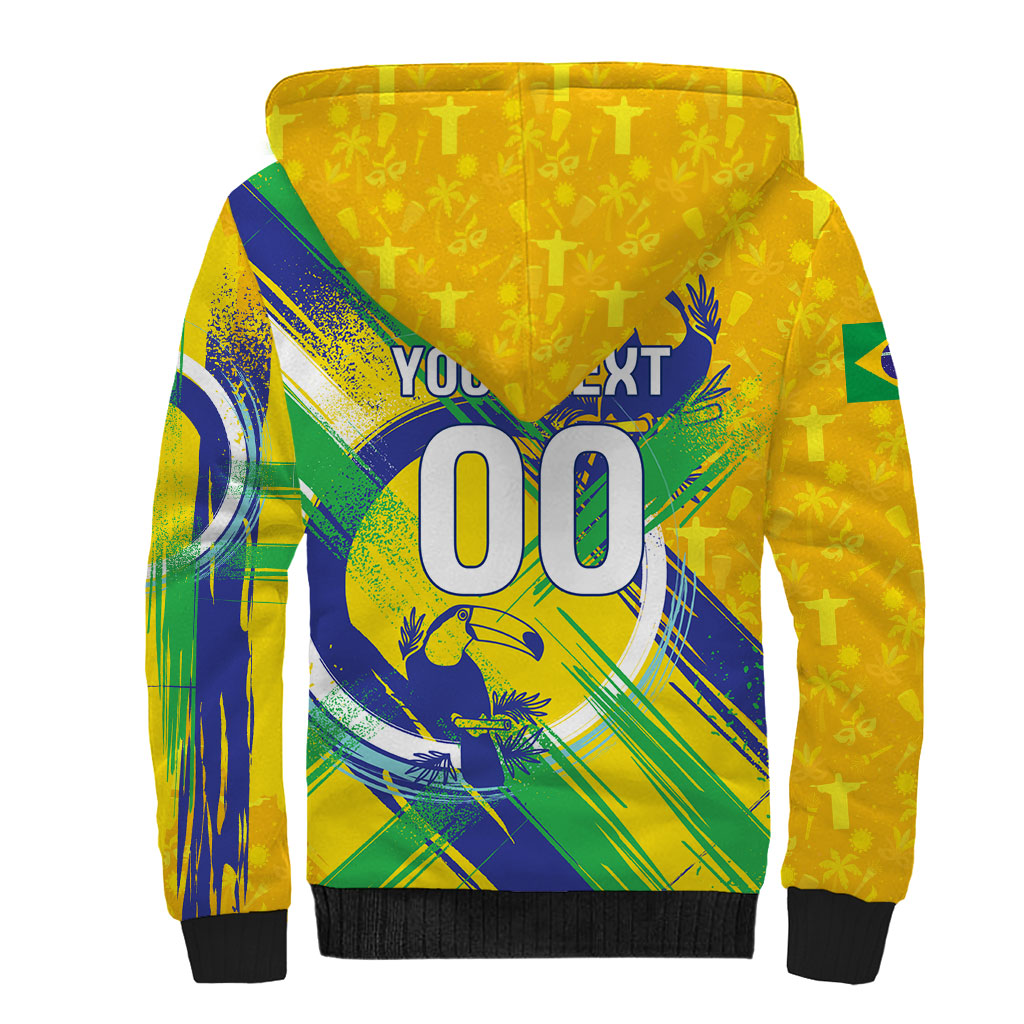 Personalized Brazil Soccer Football Jaguar Sherpa Hoodie Christ The Redeeme - Soccer Mascot With Carnival Vibes