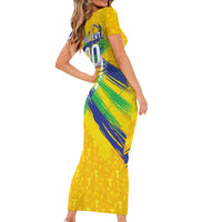Personalized Brazil Soccer Football Jaguar Short Sleeve Bodycon Dress Christ The Redeeme - Soccer Mascot With Carnival Vibes